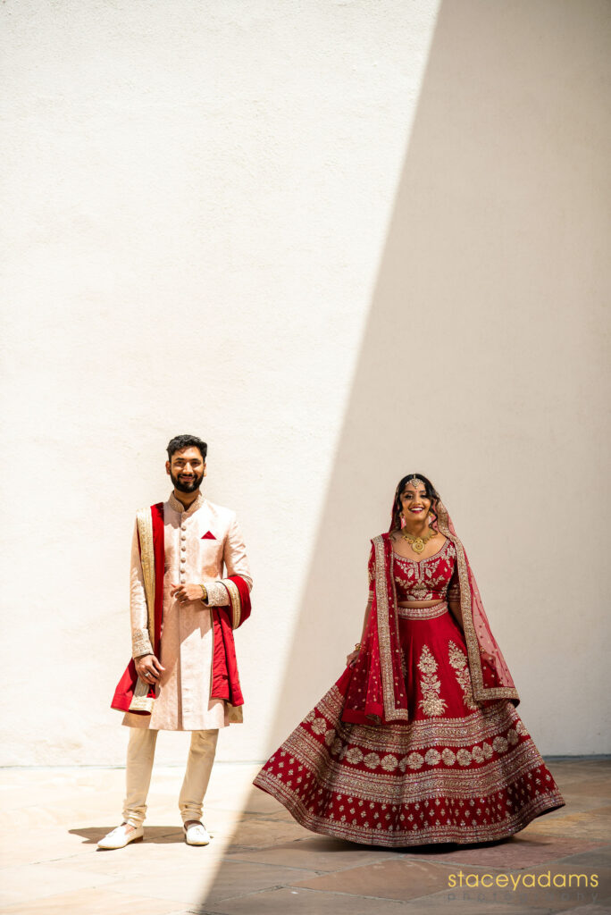 Indian wedding couple as Vishnu and Lakshmi light and dark yin and yang by Stacey Adams Photography